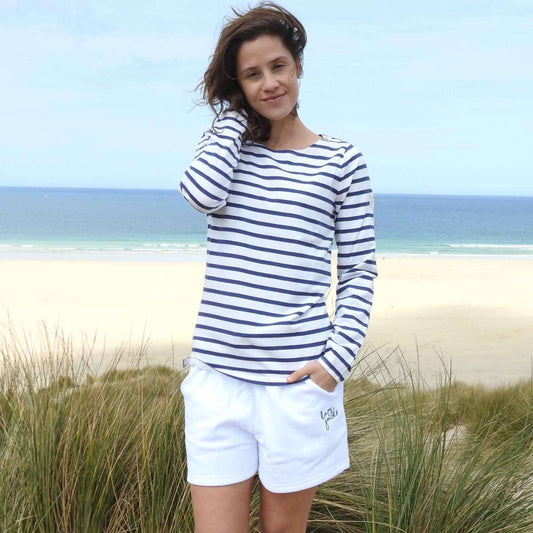 LJ97 - Long Sleeve Striped Breton - Chalk